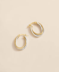 Women 14k Yellow-White Gold Hoop Earrings