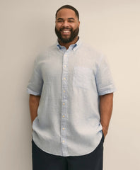 Shirts Big & Tall Sport Shirt, Short-Sleeve Irish Linen | Brooks Brothers Outlet