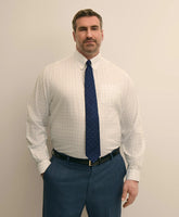 Men Big & Tall Stretch Cotton Non-Iron Pinpoint Oxford Polo Button Down, Windowpane Dress Shirt | Brooks Brothers Online