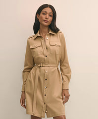 Sale Cotton Blend Twill Belted Shirt Dress | Brooks Brothers