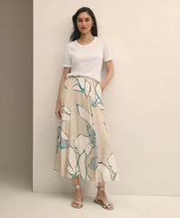 Women Flare Midi Skirt In Abstract Print | Brooks Brothers US
