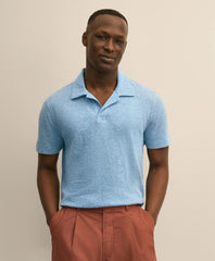 Men Cotton-Linen Pique Johnny Collar Shirt | Brooks Brothers Gift
