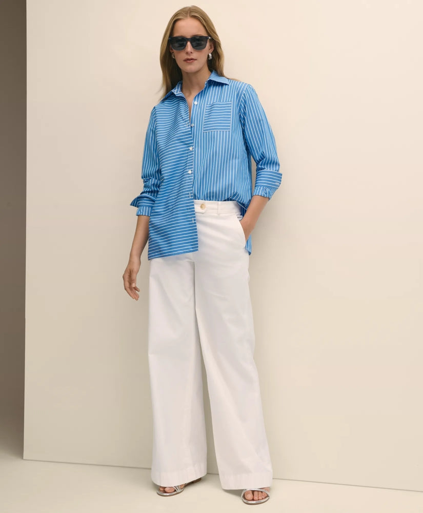Sale Cotton Twill Wide-Leg Pants | Brooks Brothers Near me