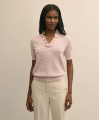 Women Cotton Viscose Short-Sleeve Ruffle Sweater | Brooks Brothers Gift