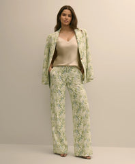 Women Crepe Botanical Print Wide-Leg Pants | Brooks Brothers