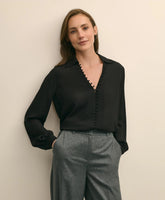 Sale Crepe Open V-Neck Blouse | Brooks Brothers Discount