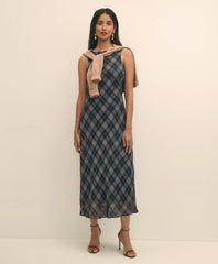 Sale Crinkle Chiffon Plaid Maxi Dress | Brooks Brothers Outlet