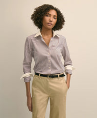 Sale Fitted Non-Iron Stretch Cotton Contrast, Stripe Dress Shirt | Brooks Brothers sale