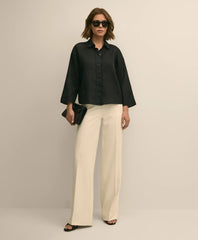 Shirts Linen Relaxed Bell-Sleeve Cropped Shirt | Brooks Brothers Discount