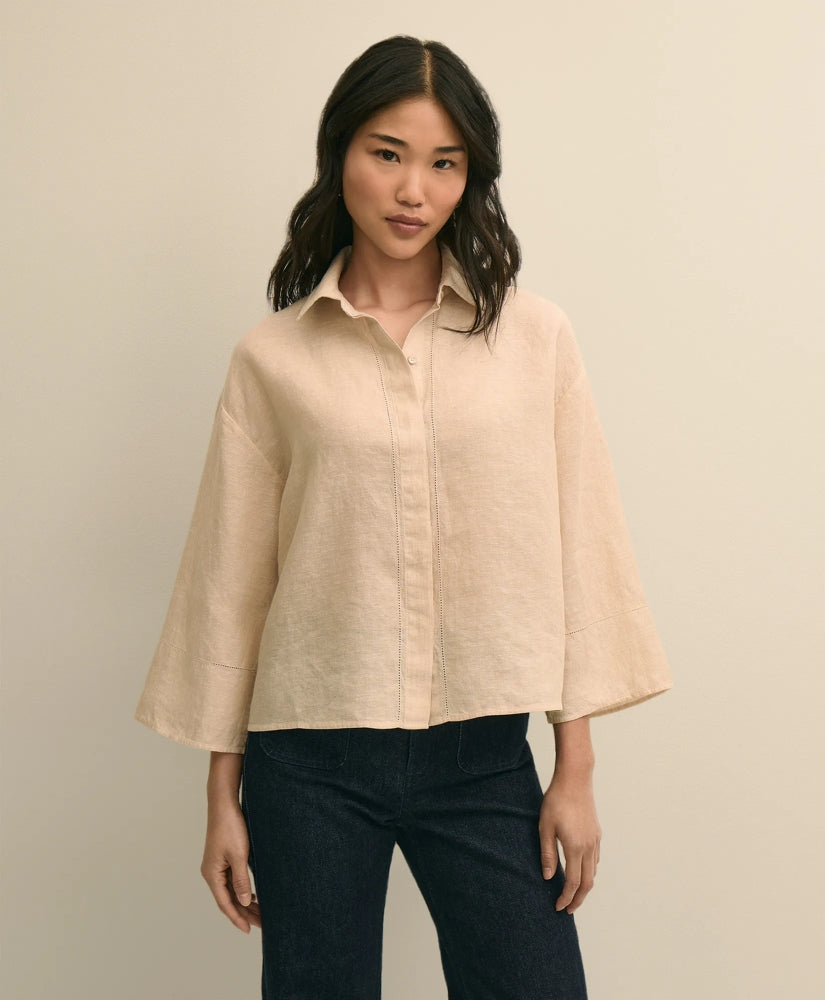 Shirts Linen Relaxed Bell-Sleeve Cropped Shirt | Brooks Brothers Discount