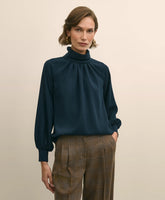 Sale Crepe Band-Collar Relaxed Blouse | Brooks Brothers Online