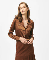 Shirts Relaxed Utility Blouse in Washable Silk | Brooks Brothers On sale