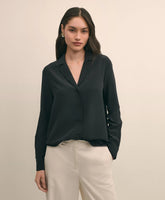 Shirts Silk Crepe Notch-Collar Blouse | Brooks Brothers