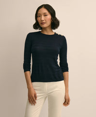 Sale Silk-Viscose Shadow Stripe Heart-Button Sweater | Brooks Brothers Outlet