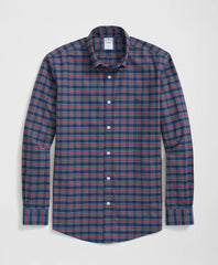 Sale Stretch Cotton Non-Iron Oxford Polo Button Down Collar, Tartan Shirt