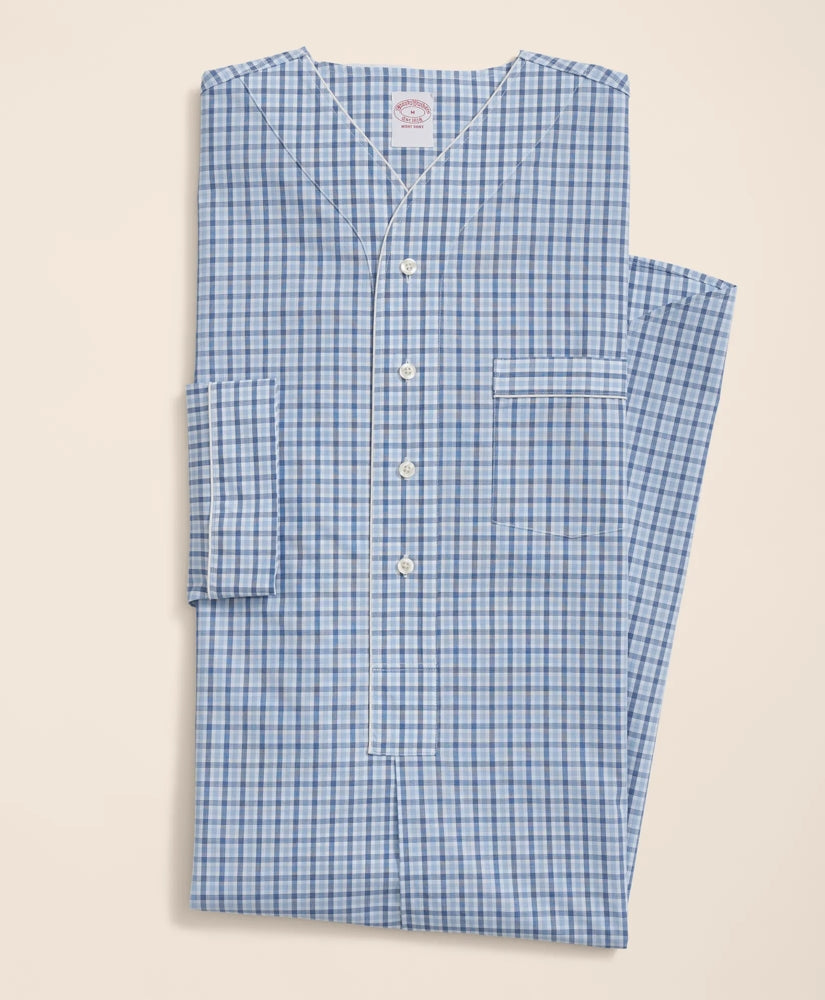 Men Cotton Broadcloth Checked Nightshirt | Brooks Brothers Near me