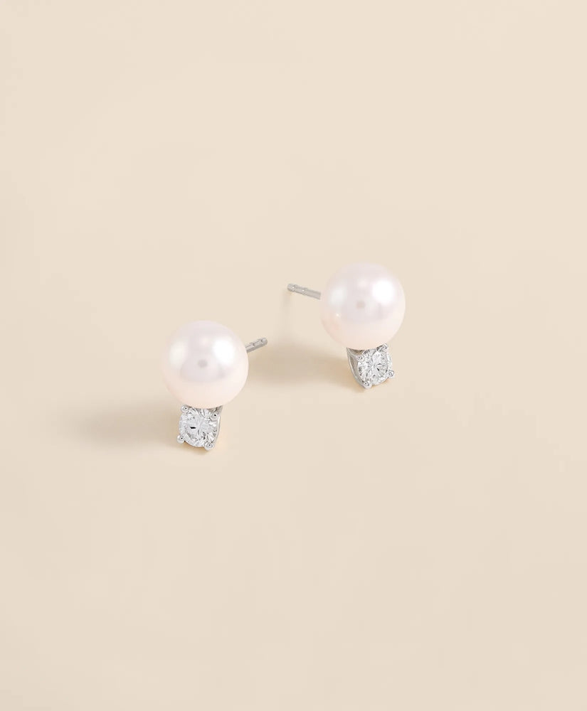 Women 14k White Gold Pearl Stud Earrings | Brooks Brothers sale