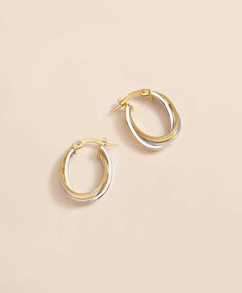 Women 14k Yellow-White Gold Hoop Earrings