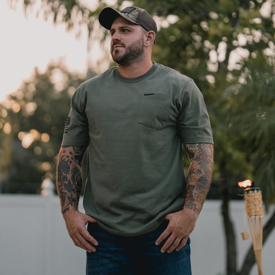 Grunt Style Basic Heavyweight Pocket T-Shirt - Military Green