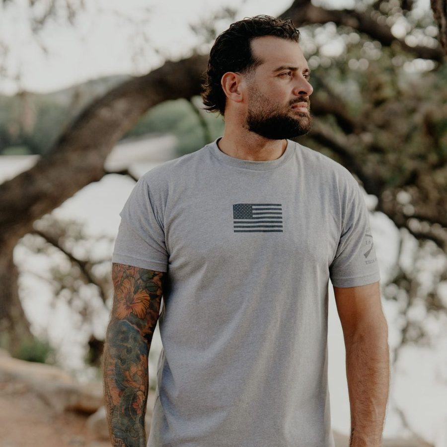 Grunt Style Freedom Flag T-Shirt - Dark Heather Gray