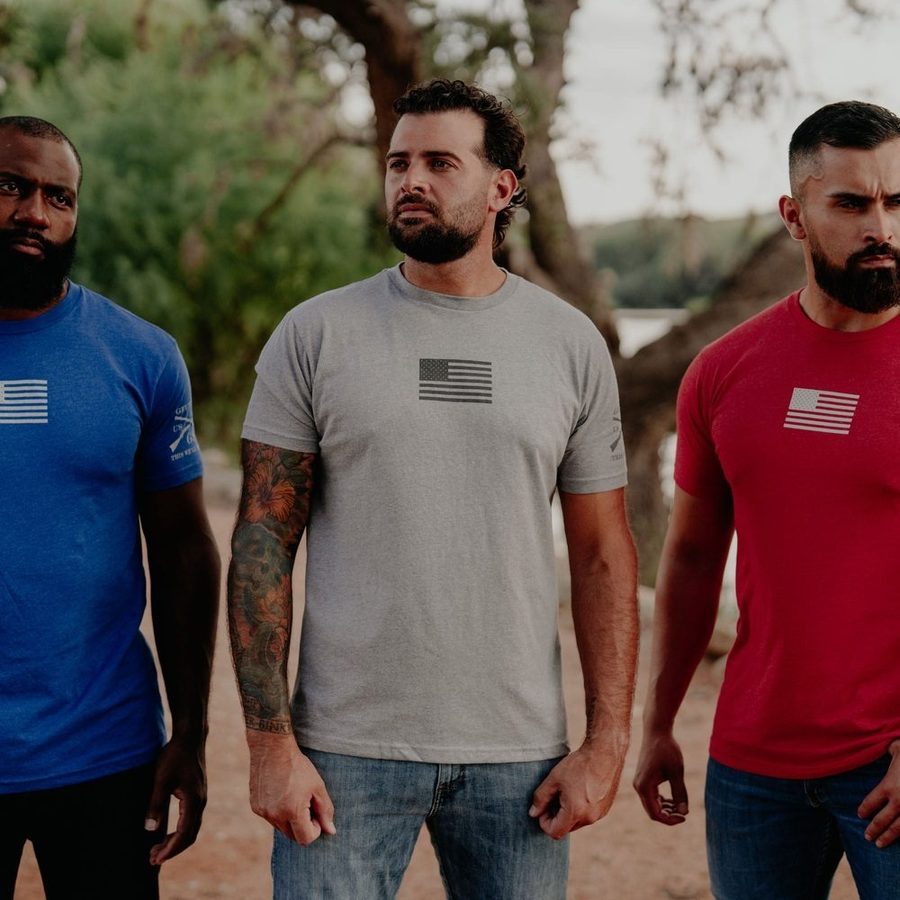 Grunt Style Freedom Flag T-Shirt - Dark Heather Gray