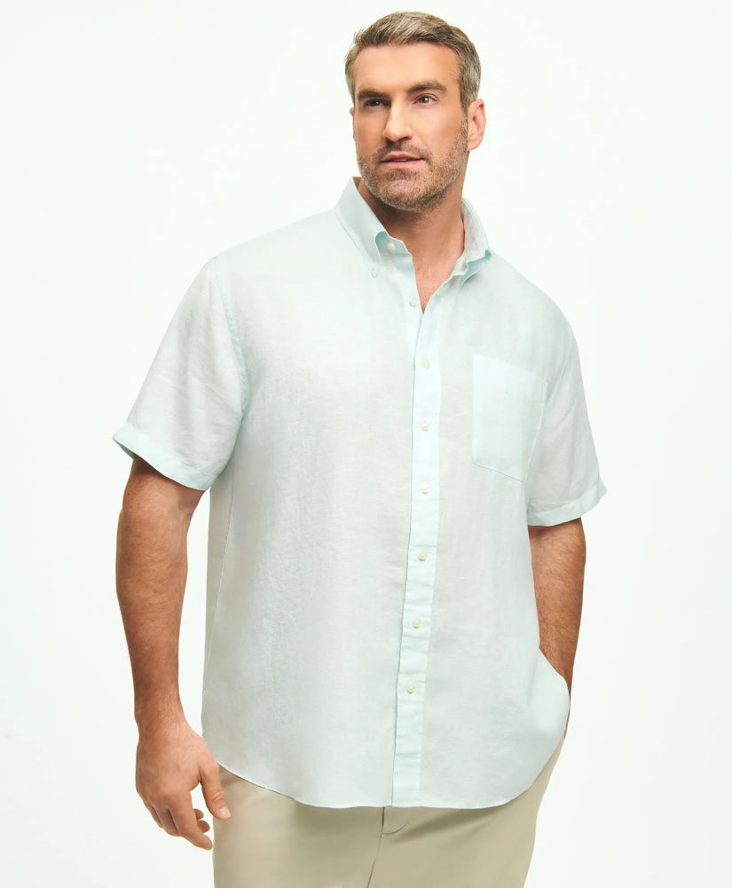 Shirts Big & Tall Sport Shirt,  Short-Sleeve Irish Linen | Brooks Brothers Outlet