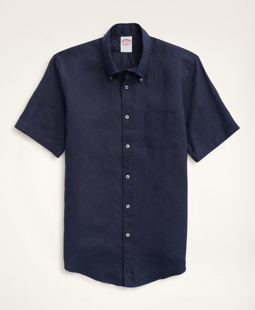 Shirts Big & Tall Sport Shirt,  Short-Sleeve Irish Linen | Brooks Brothers Outlet