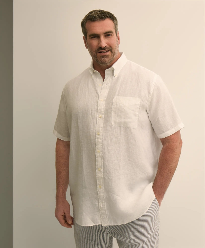 Shirts Big & Tall Sport Shirt,  Short-Sleeve Irish Linen | Brooks Brothers Outlet
