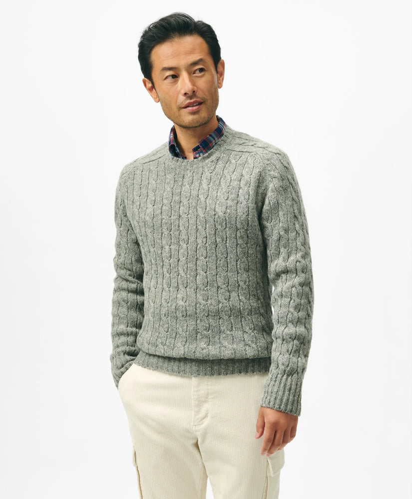 Sale Cable Crewneck Sweater in Shetland Wool | Brooks Brothers On sale