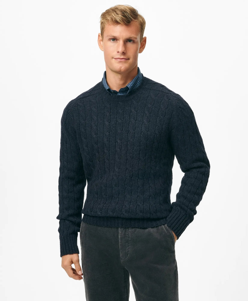 Sale Cable Crewneck Sweater in Shetland Wool | Brooks Brothers On sale