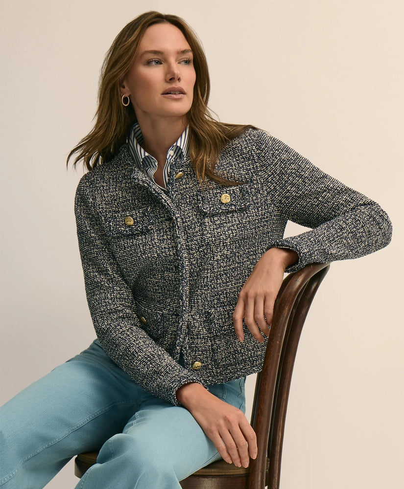 Women Cotton Blend Tweed Jacket | Brooks Brothers Online
