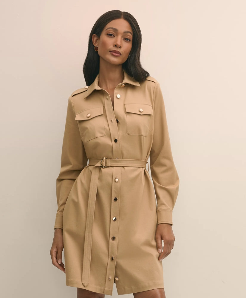 Sale Cotton Blend Twill Belted Shirt Dress | Brooks Brothers