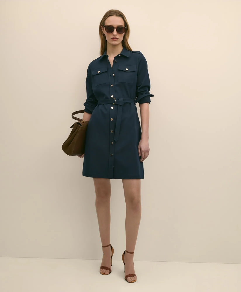 Sale Cotton Blend Twill Belted Shirt Dress | Brooks Brothers