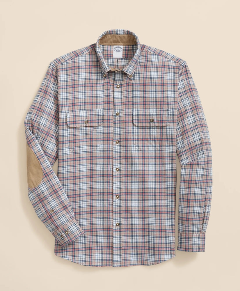 Sale Cotton-Cashmere Flannel Plaid Sport Shirt