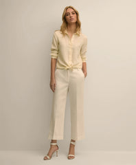 Women Cotton Dobby Cropped Wide-Leg Pants | Brooks Brothers Outlet