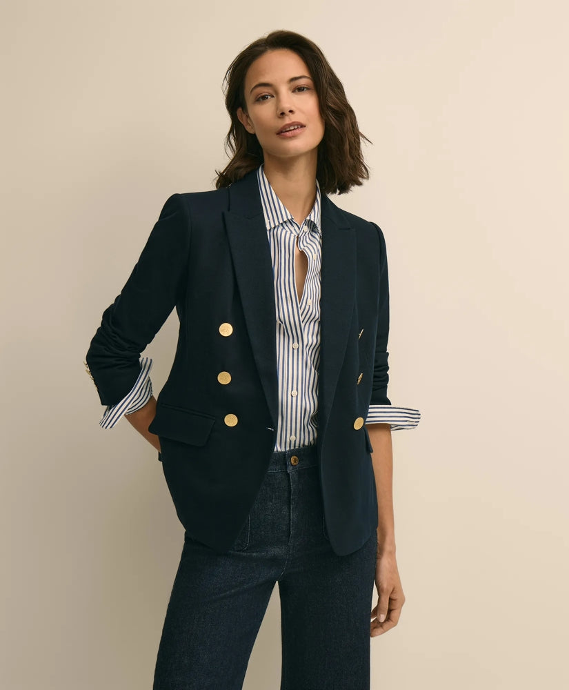 Women Cotton Knit Double-Breasted Blazer | Brooks Brothers Near me