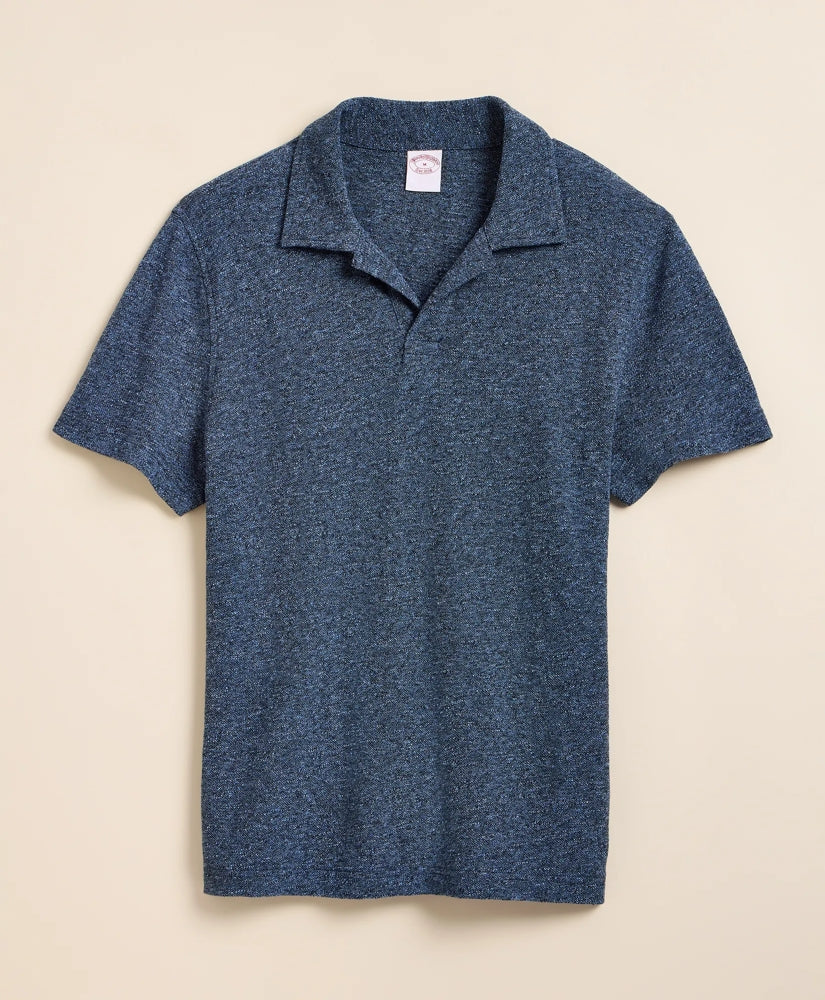 Men Cotton-Linen Pique Johnny Collar Shirt | Brooks Brothers Gift
