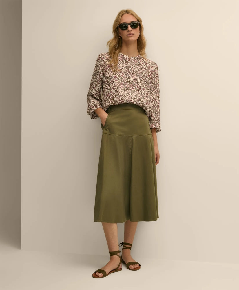 Women Cotton Sateen A-Line Skirt