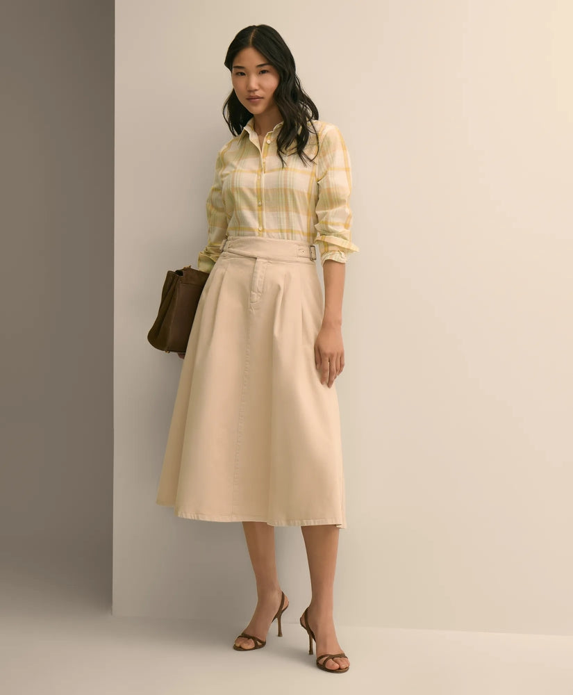 Women Gurkha Pleated Skirt in Cotton Blend | Brooks Brothers On sale