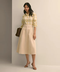 Women Gurkha Pleated Skirt in Cotton Blend | Brooks Brothers On sale