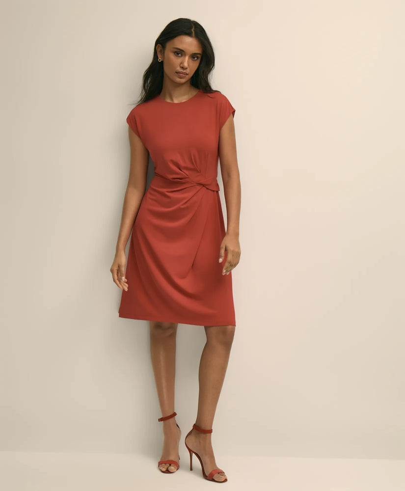 Women Jersey Cap-Sleeve Twisted-Detail Dress | Brooks Brothers US