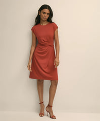 Women Jersey Cap-Sleeve Twisted-Detail Dress | Brooks Brothers US