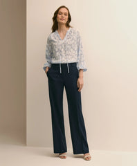 Women Linen-Blend Wide-Leg Pants | Brooks Brothers US