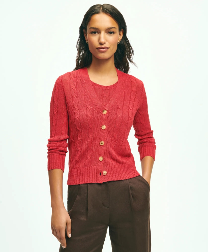 Sale Linen Cable V-Neck Cardigan | Brooks Brothers sale
