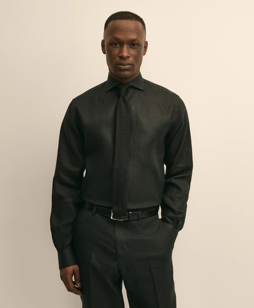 Men Linen Londoner Collar Dress Shirt | Brooks Brothers Online