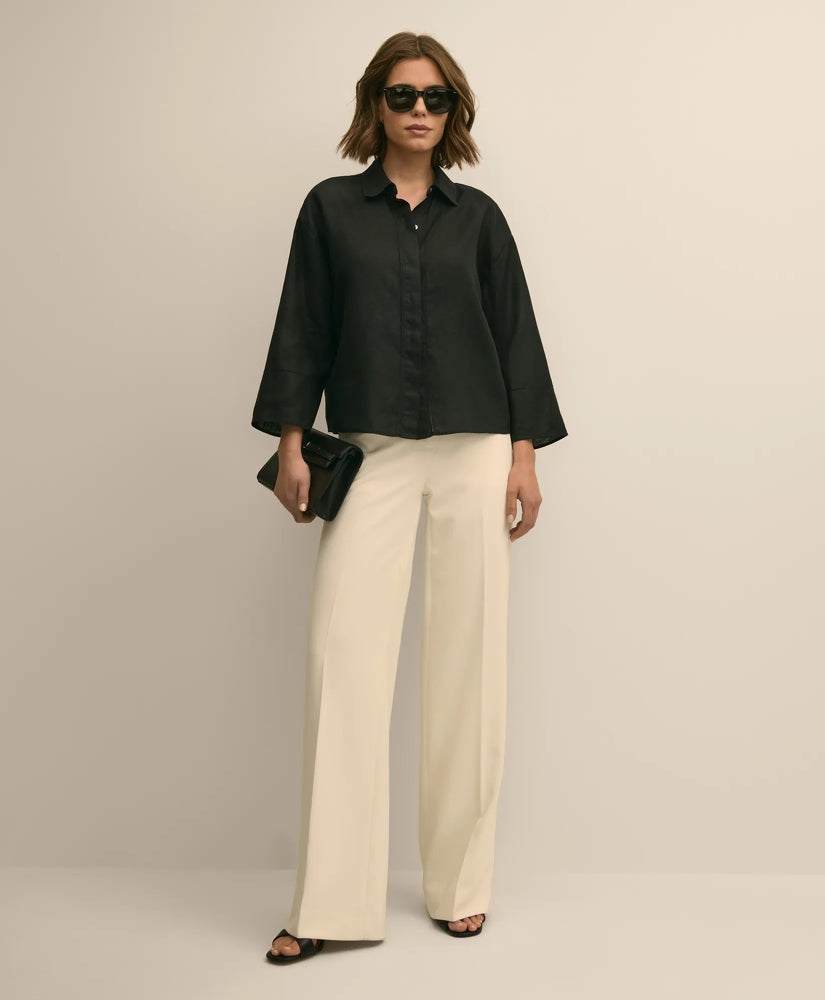 Shirts Linen Relaxed Bell-Sleeve Cropped Shirt | Brooks Brothers Discount