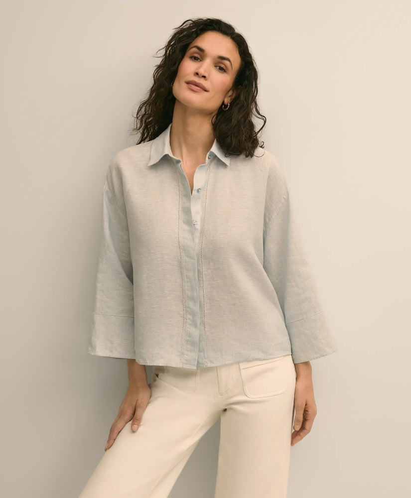 Shirts Linen Relaxed Bell-Sleeve Cropped Shirt | Brooks Brothers Discount