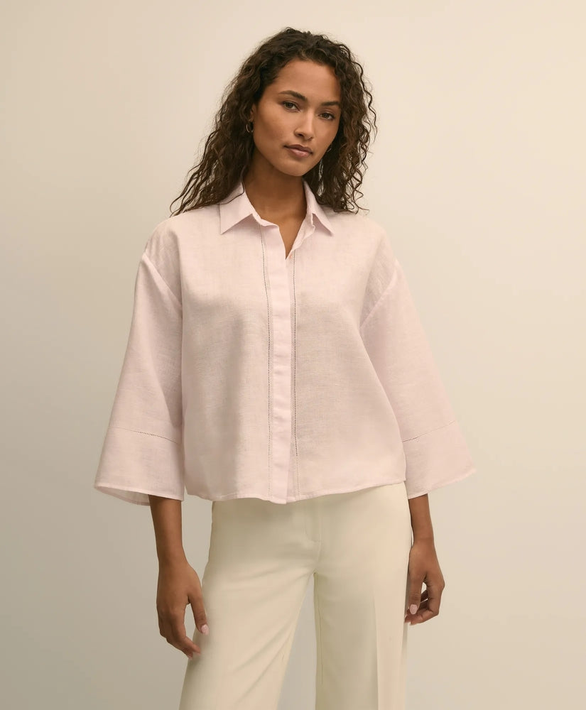 Shirts Linen Relaxed Bell-Sleeve Cropped Shirt | Brooks Brothers Discount