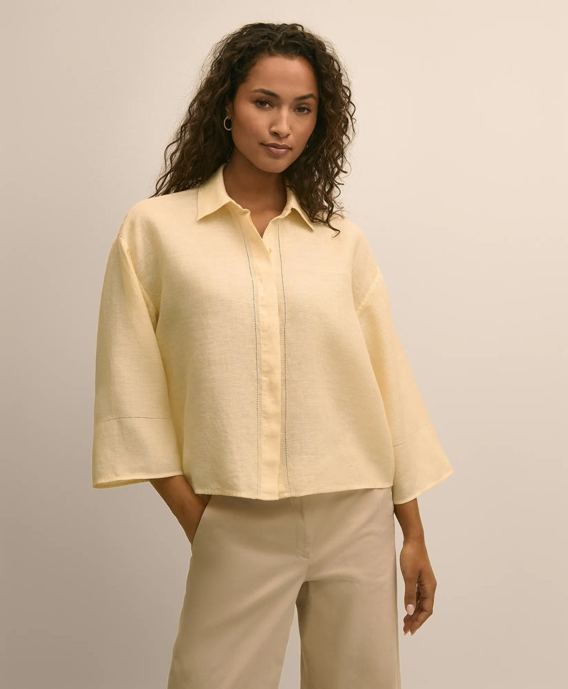 Shirts Linen Relaxed Bell-Sleeve Cropped Shirt | Brooks Brothers Discount