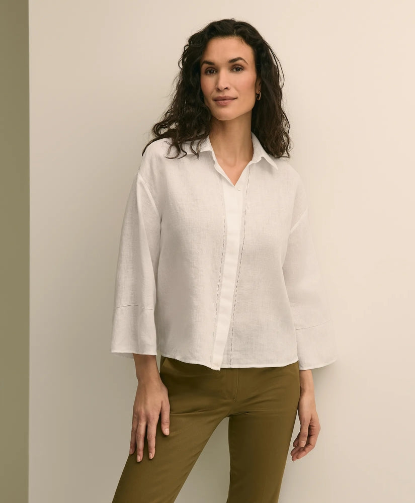 Shirts Linen Relaxed Bell-Sleeve Cropped Shirt | Brooks Brothers Discount